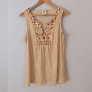 Knox rose size medium sleeveless tank tunic embroidered gold sheen gold sequins